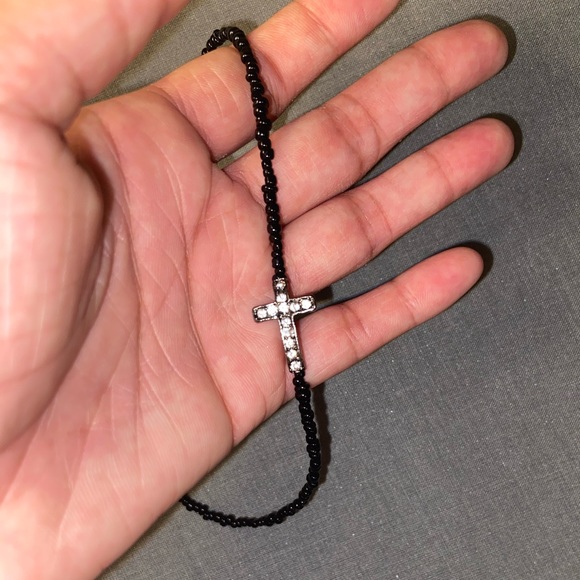 Handmade Glass Seed Bead Cross Necklace/Choker - Picture 7 of 9